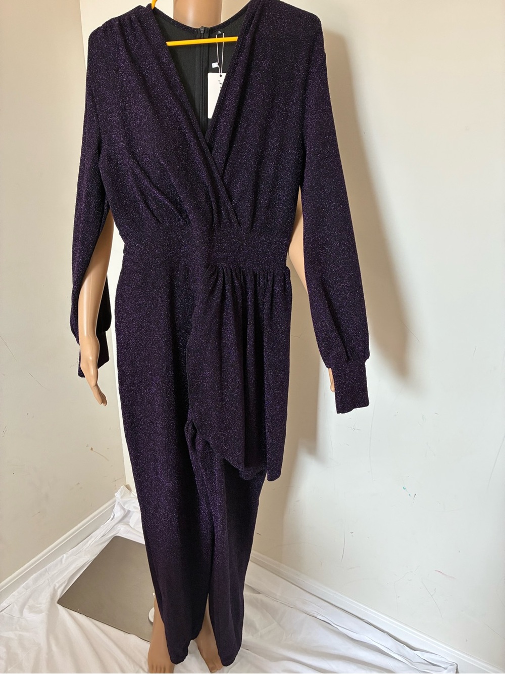 Women's Sparkle Wrap Jumpsuit Dress - Purple